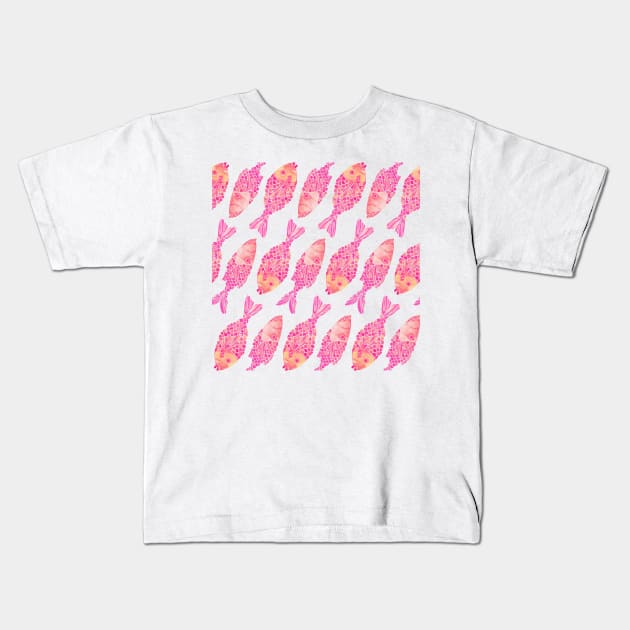 indonesian fish pink ombre Kids T-Shirt by CatCoq